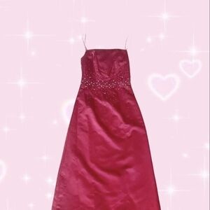 Vintage Red Prom Dress with Beaded Bodice